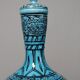 Covered vase or jar Persian glazed pottery Iznik turquoise painted vintage