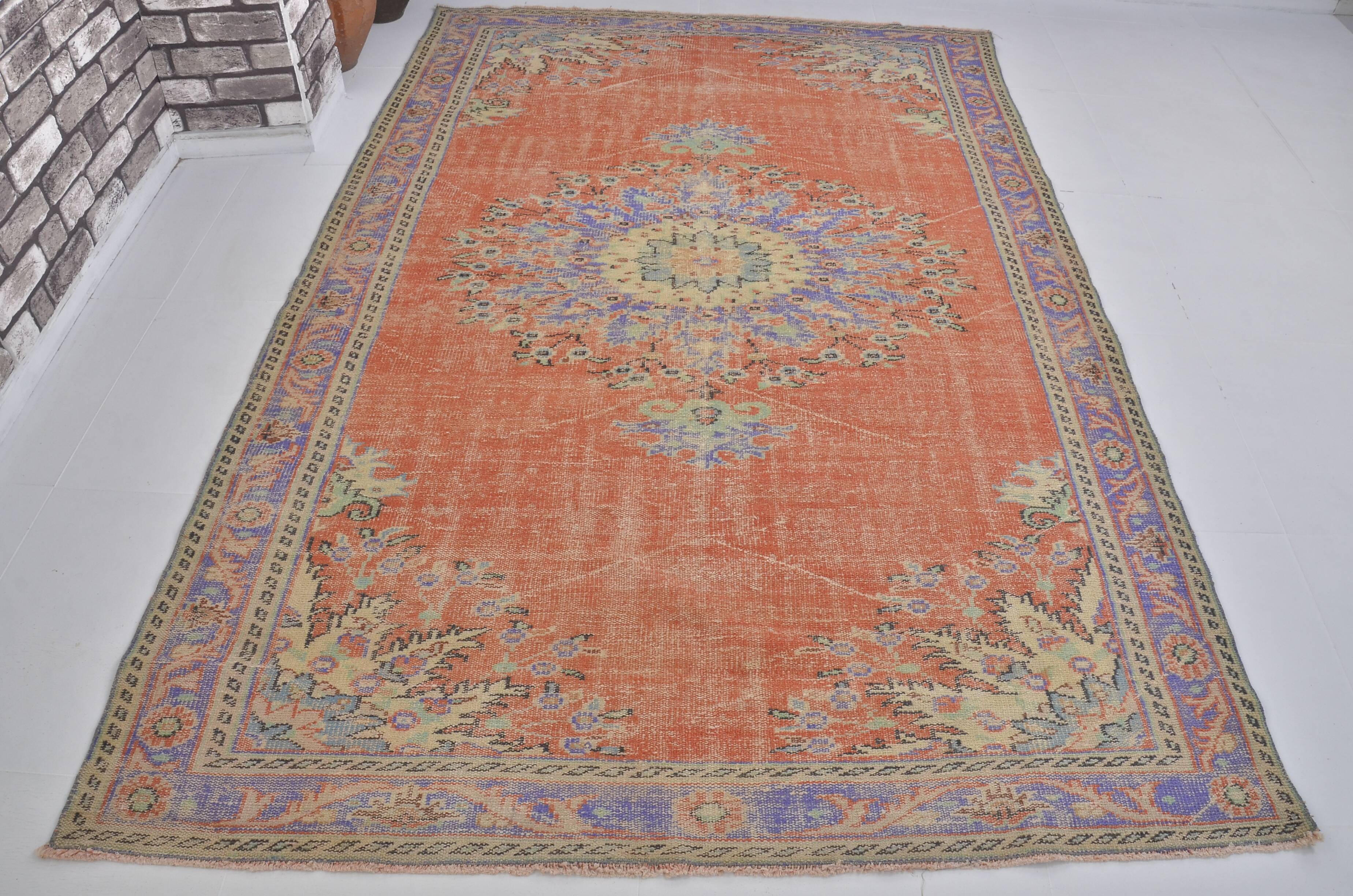 Orange Anatolian Vintage Turkish Rug sku 734