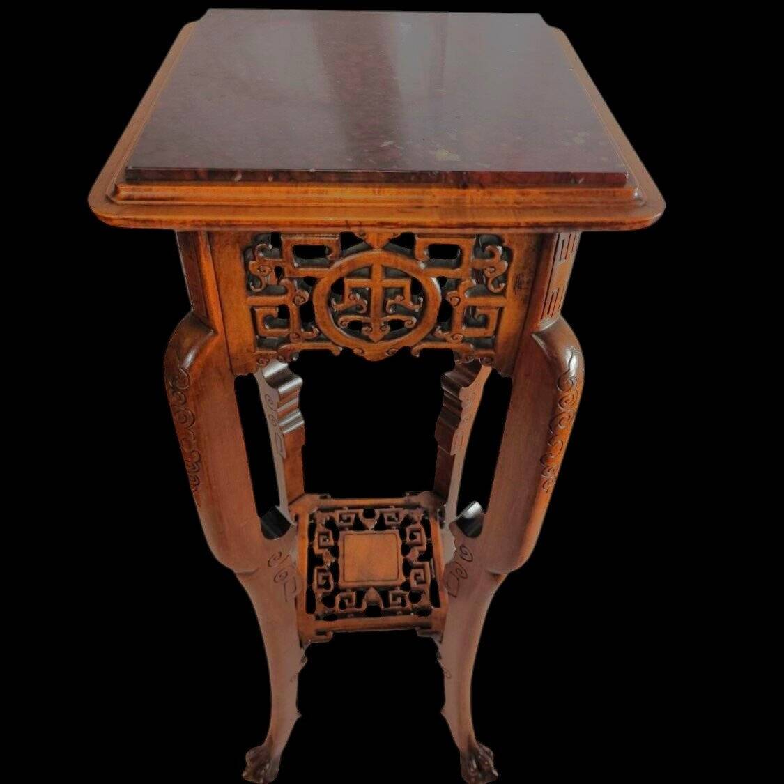 Rare Guéridon / Japonese Pedestal in Carved Wood by Gabriel Viardot