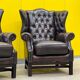 Vintage leather chesterfield wingback armchair (price is for one)