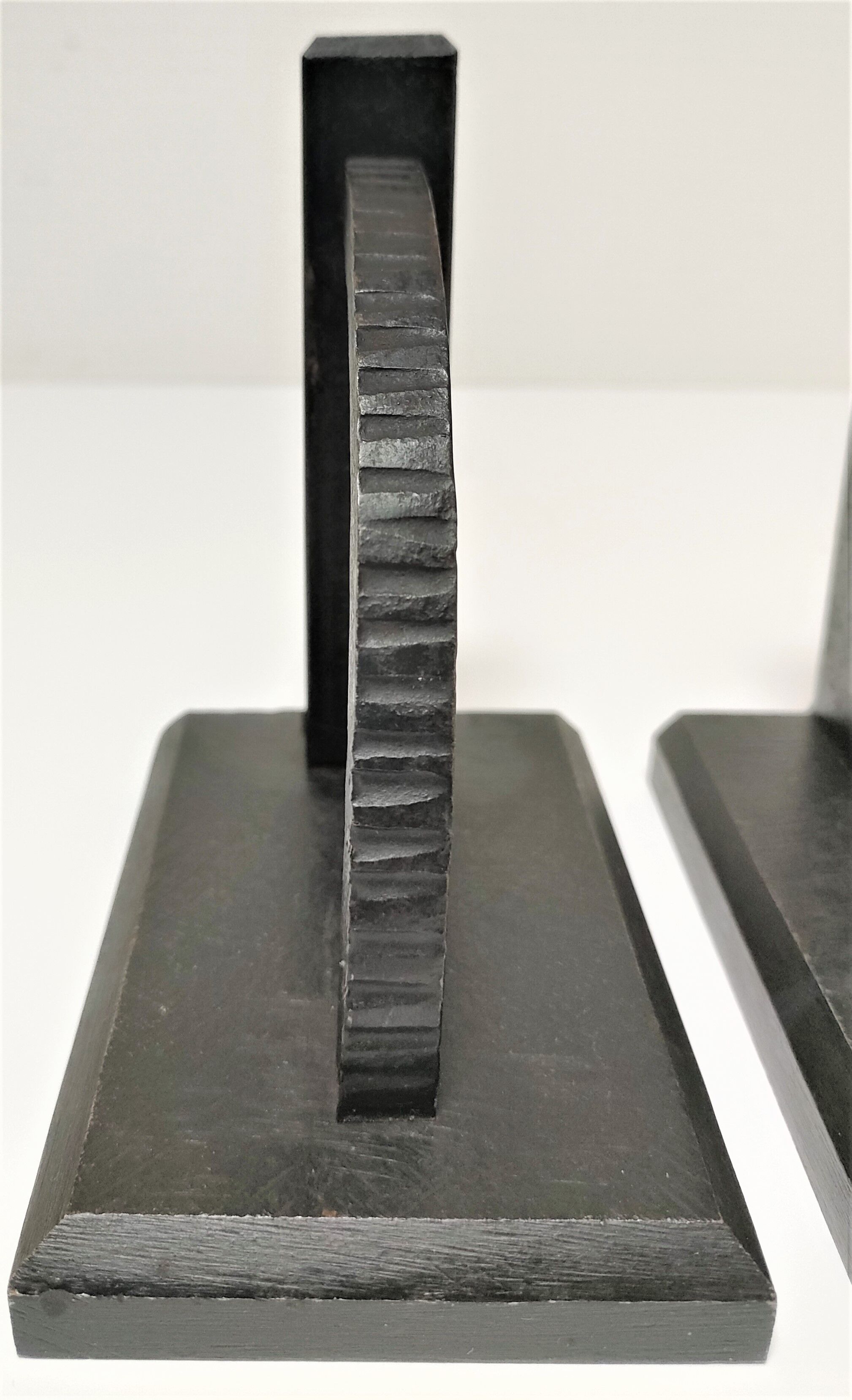 Pair of bookends in black lacquered steel design 60s
