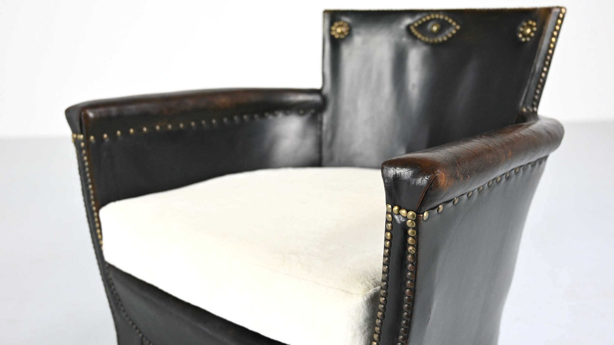Otto Schulz leather club chair, for Boet. Sweden, C.1940