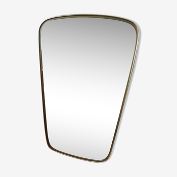 Miroir rétroviseur asymétrique forme libre vintage laiton 36x57cm