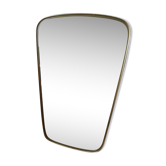 Miroir rétroviseur asymétrique forme libre vintage laiton 36x57cm