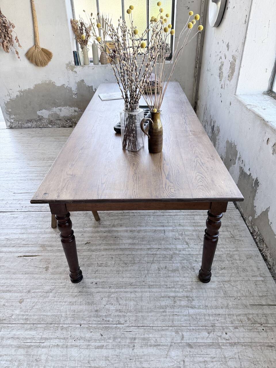 Solid oak table 1900 drapery style XL 250cm
