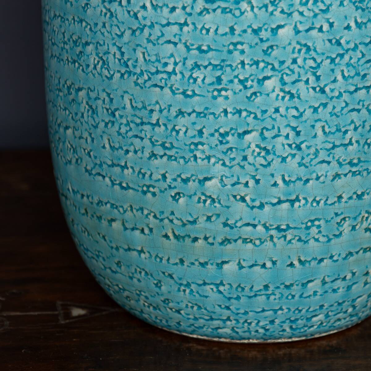 Paire de lampes de table en céramique bleue vintage française des années 1970