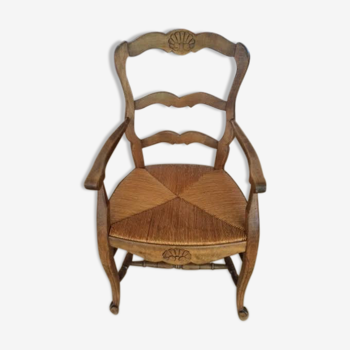 Fauteuil bois et paille