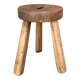 Antique brutalist tripod stool in solid wood