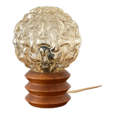 Vintage wooden lamp and glass globe