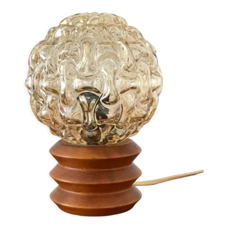 Vintage wooden lamp and glass globe