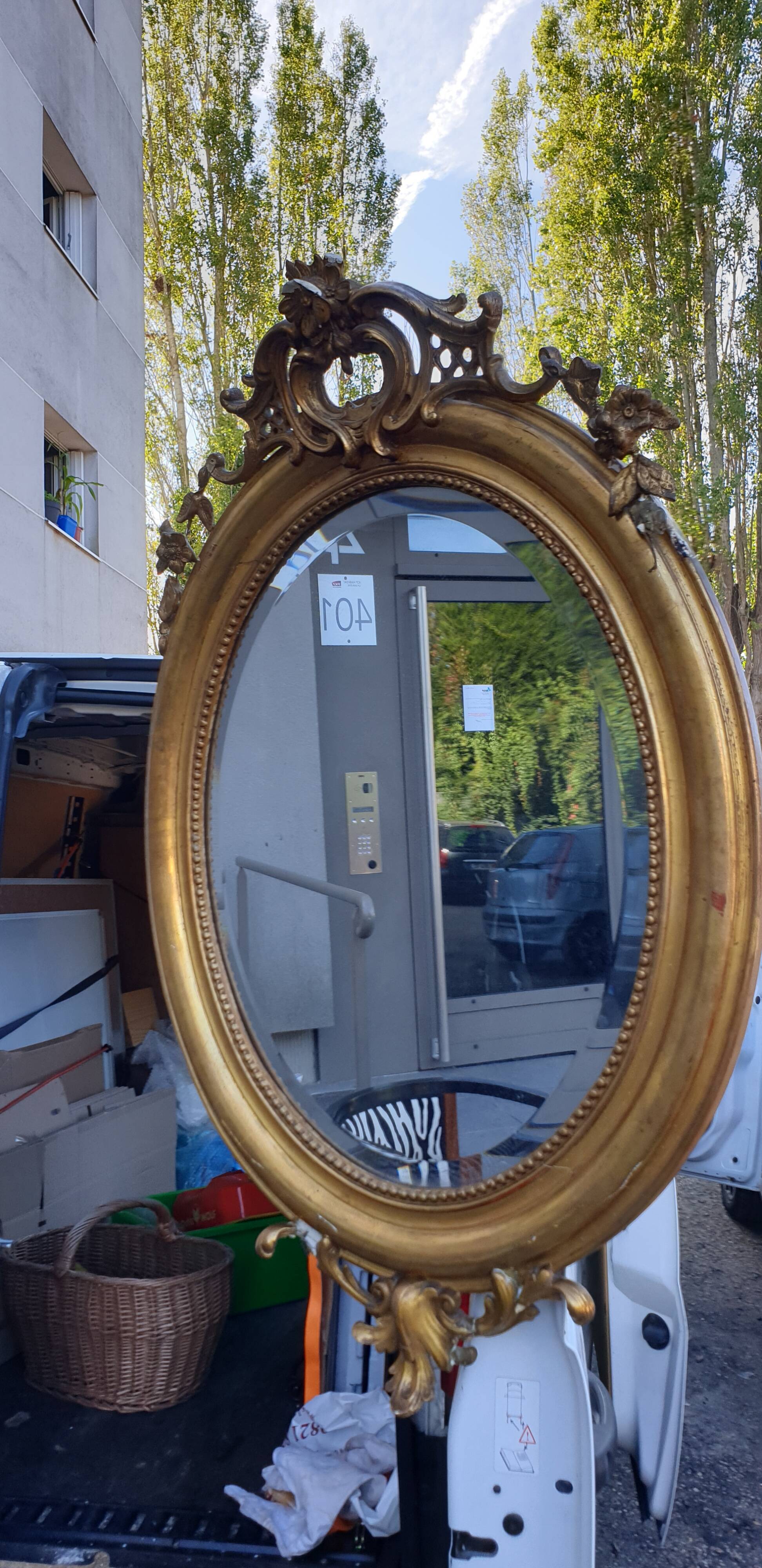 Oval mirror Louis xv period 19th century