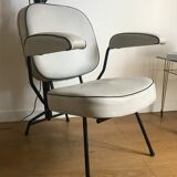 Vintage hairdresser's armchair with helmet transformed into a lamp