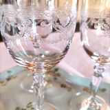 5 crystal stemmed glasses, ancient crystal of Arques,- Dampierre model
