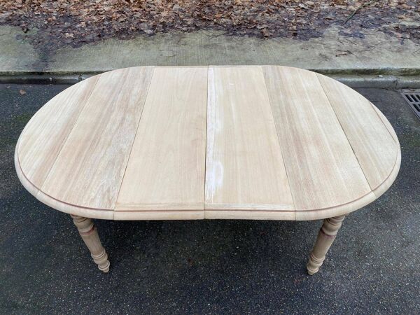Table à manger ronde extensible Louis Philippe à volets rénovée 165cm du 20