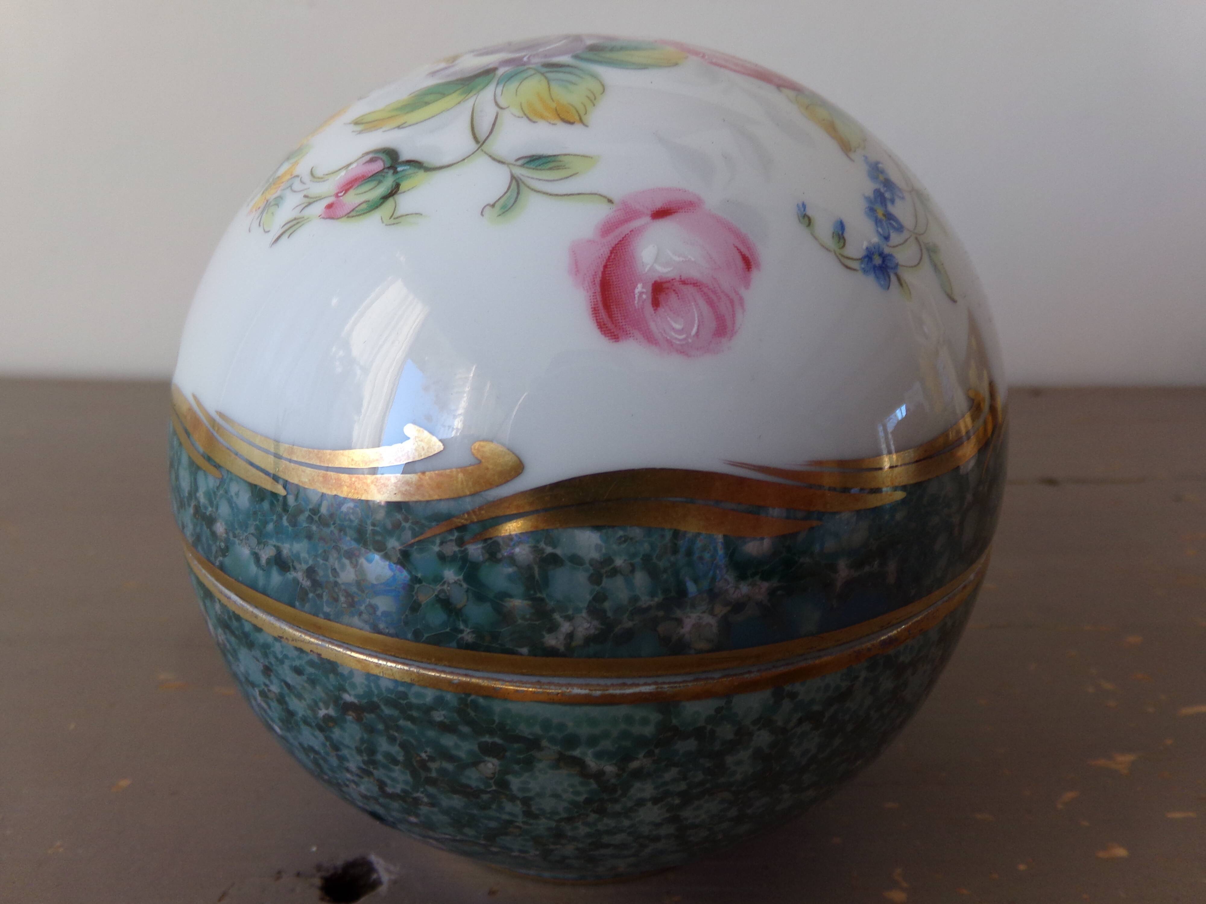 Limoges porcelain box ball shape