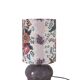 Recycled vintage lamp — handmade plum ceramic and antique floral lampshade