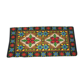 Tapis traditionnel roumain multicolore en laine 130x280cm