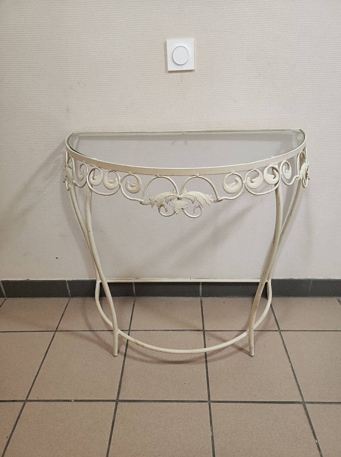 Wrought iron half-moon console