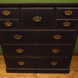 Substantial antique painted black chest of drawers