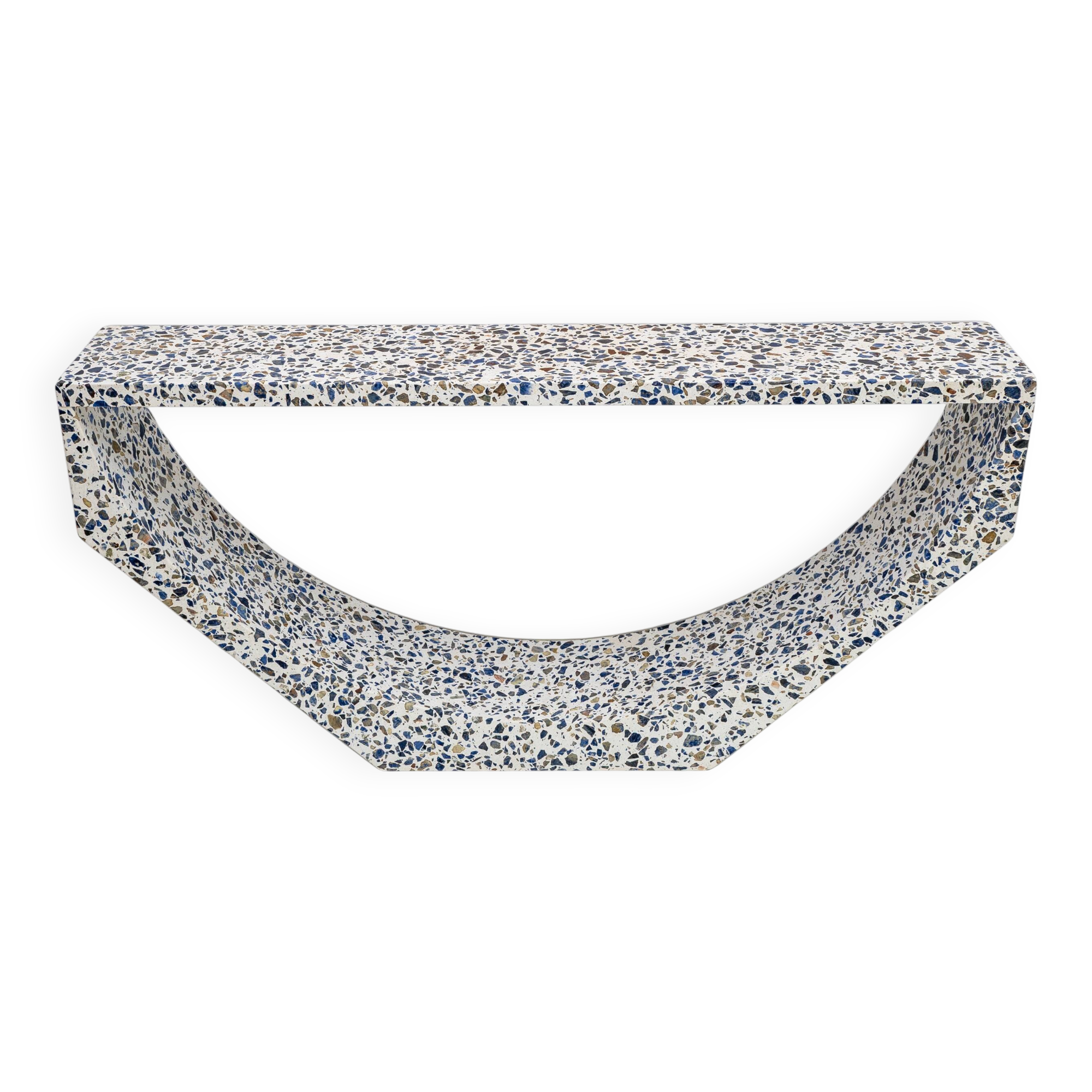 Italian-designed "Arcata" Console Table White Terrazzo Marble by Domus Stud