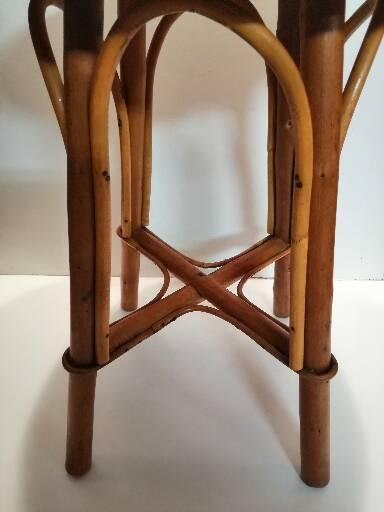 Rattan stool and braided chestnut