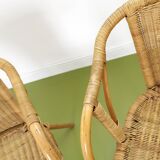 Pair of rattan and wicker armchairs 1960s