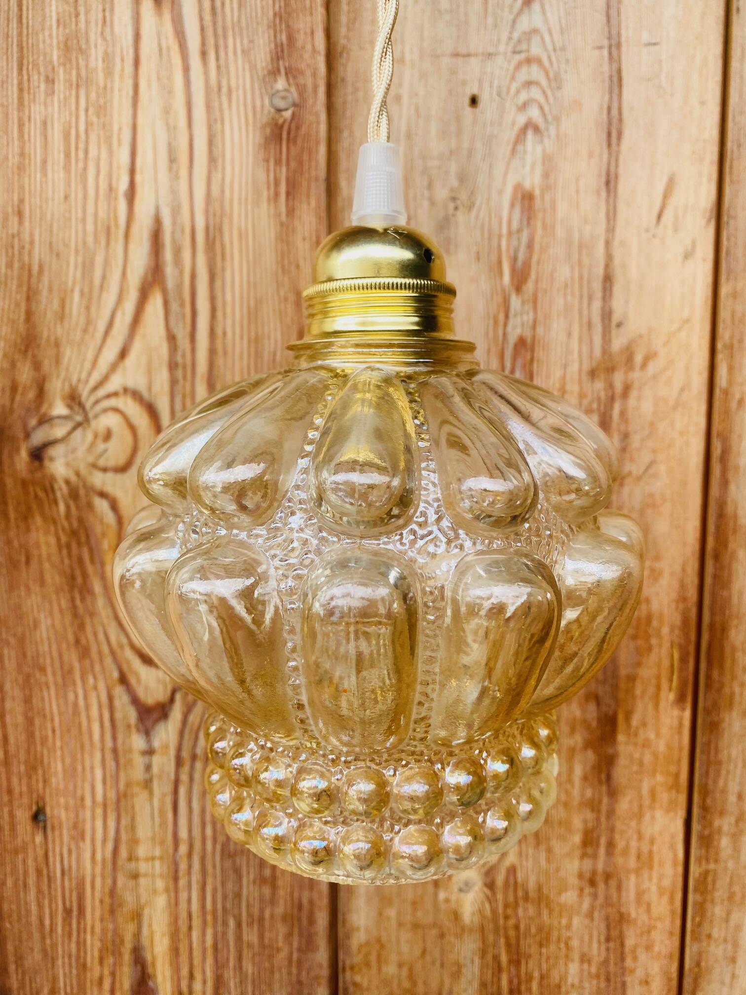 Vintage moulded glass pendant light