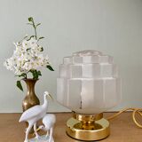 Vintage art deco globe table lamp in frosted glass