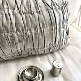 Vintage stainless steel egg cup and salt shaker – minimalist duo