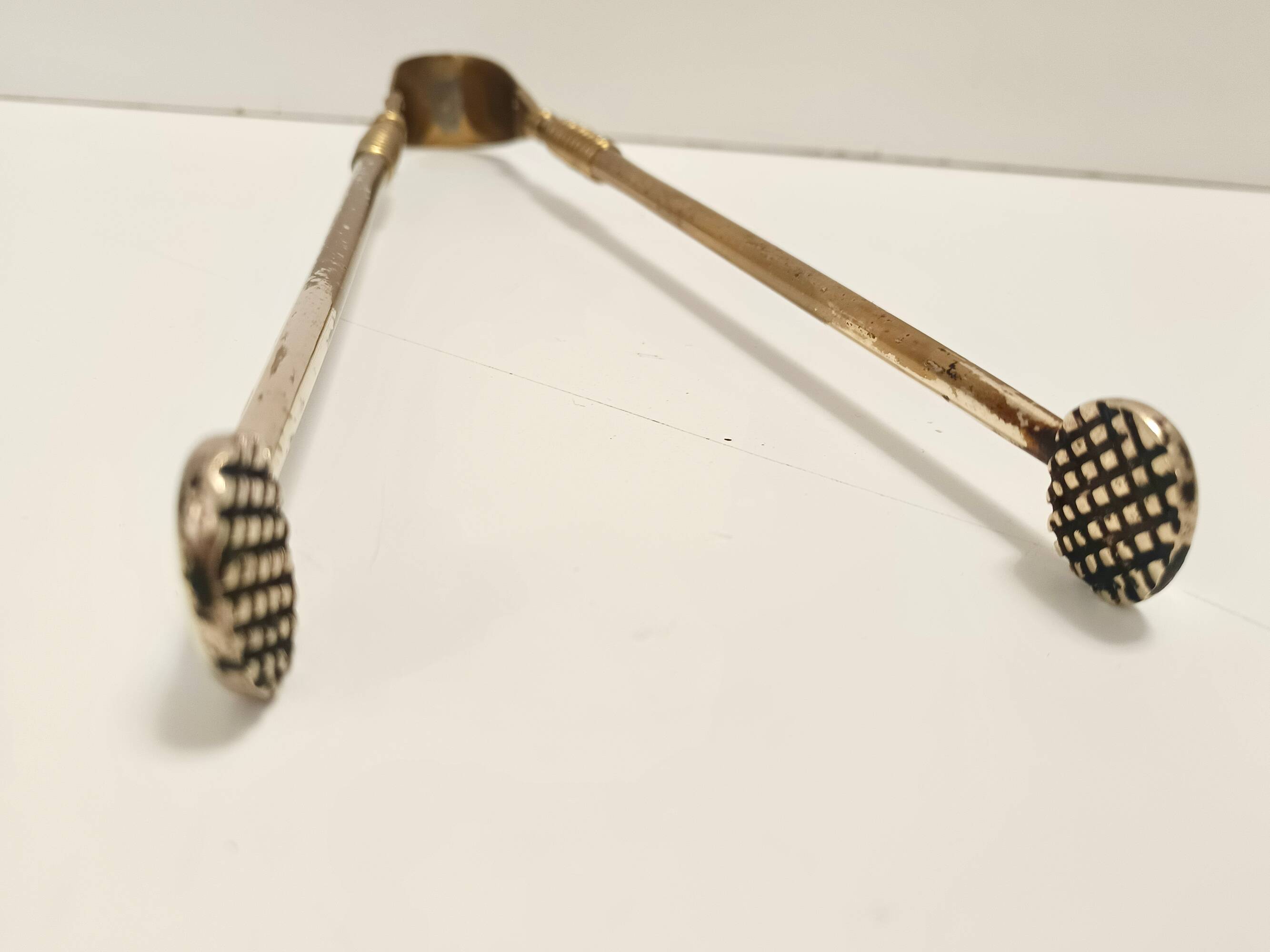 Brass, Iron and Thick Glass Fireplace Tools Set attr. to Fontana Arte