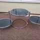 Table basse ronde en verre et chrome vintage