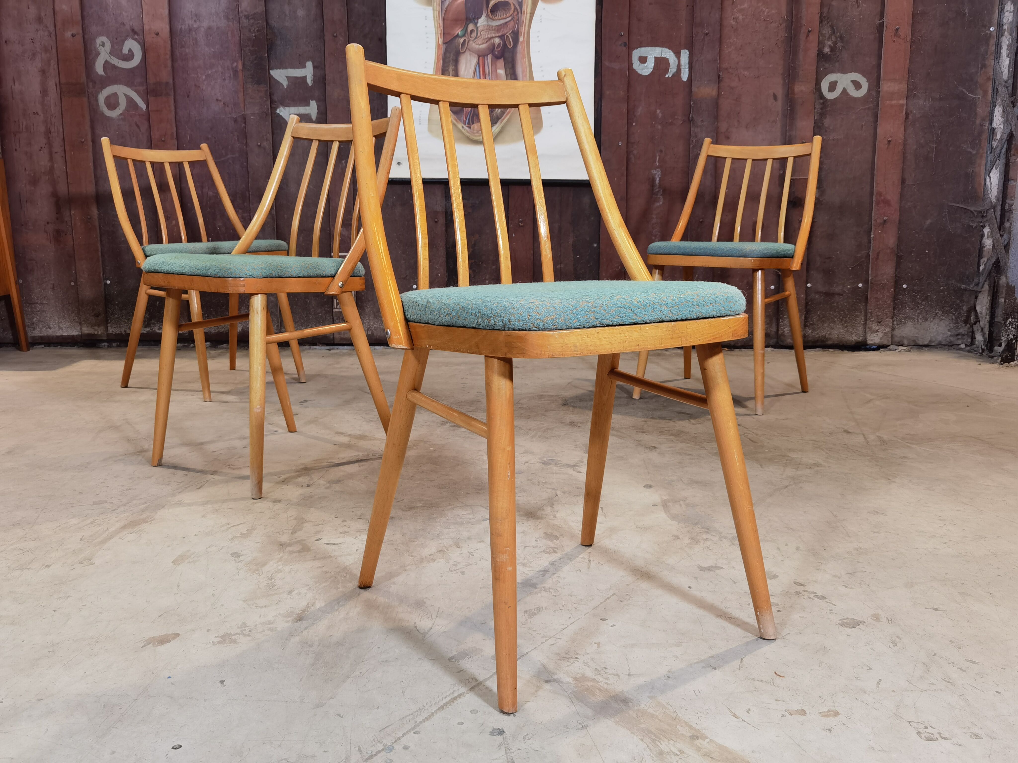 Lot of 4 chairs Antonin Suman