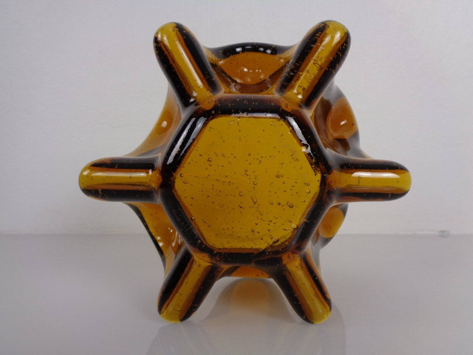 Large Murano amber glass bowl, Italy, 1960s