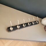 Antique wall coat rack with 6 hooks