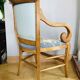 19th century St Empire armchair in pegged blond walnut with cross-stitched tapestries