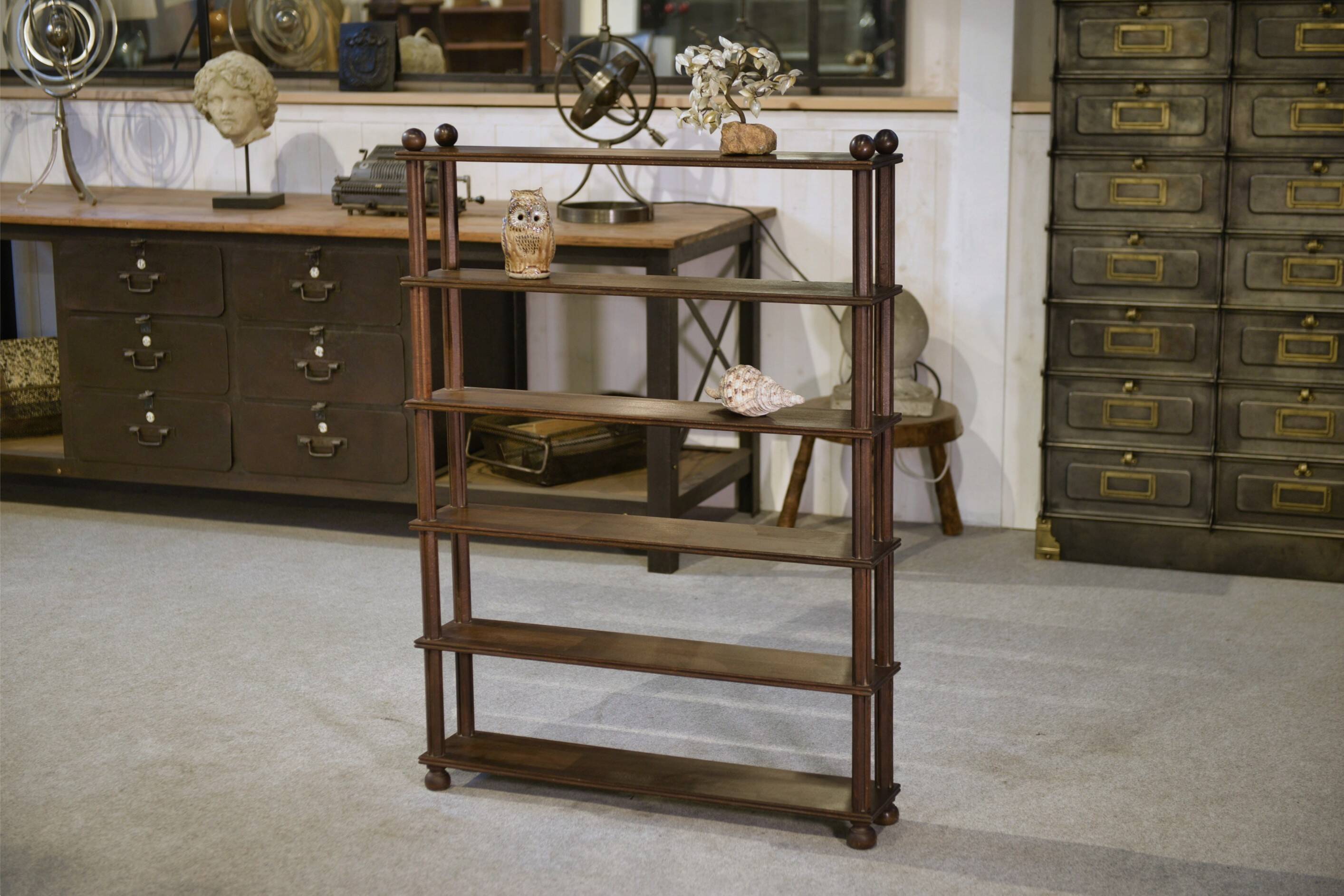 Beech shelf with ball feet, 1960s