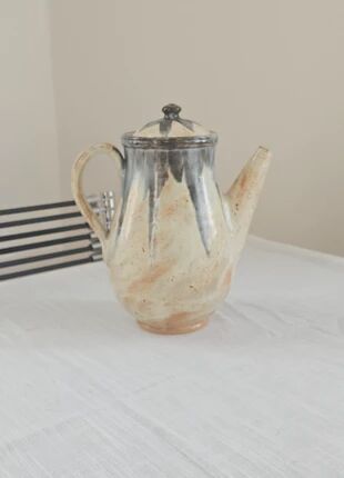 Glazed stoneware coffee pot - Biron art pottery - Vintage ceramics