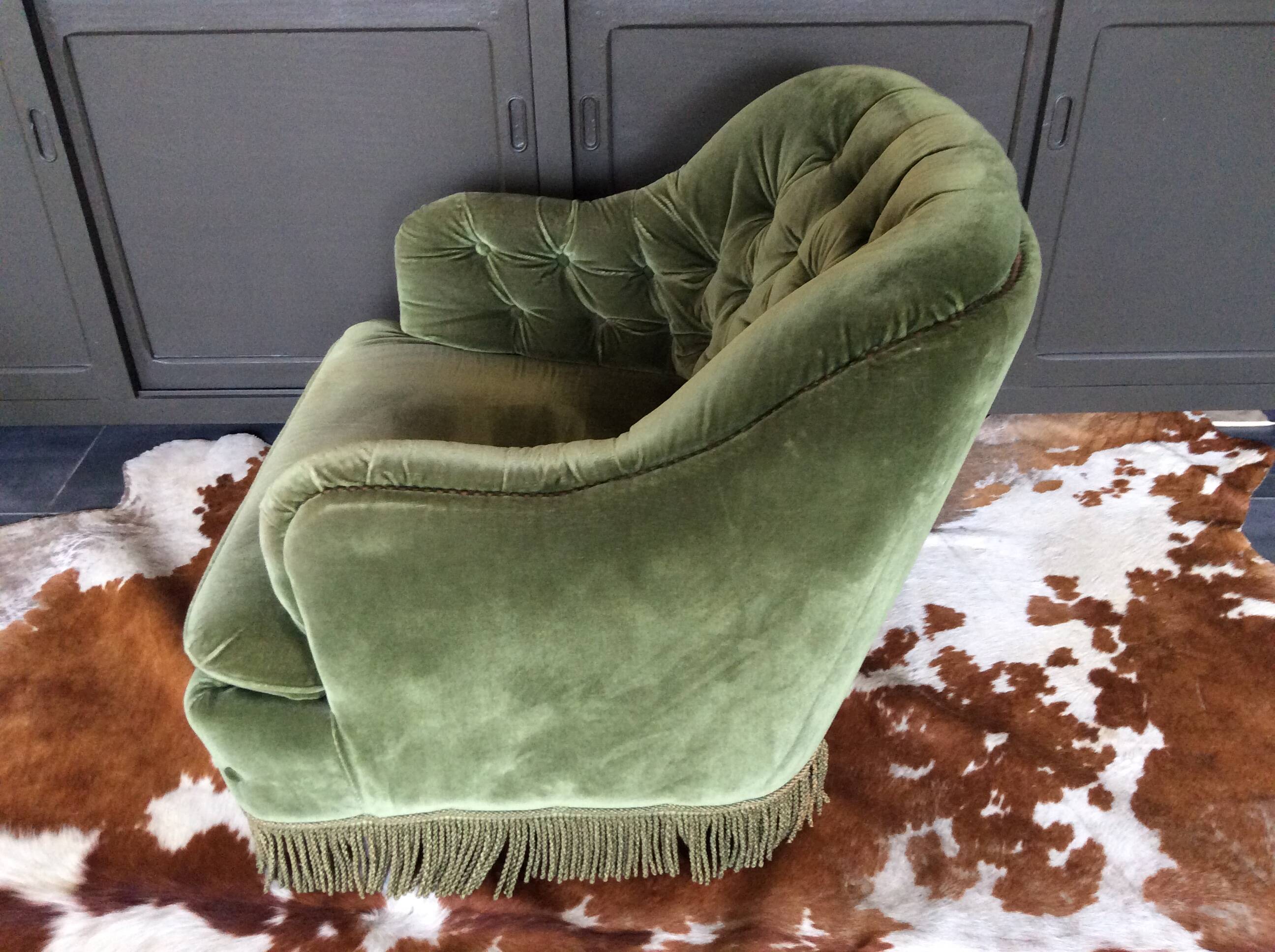 Fauteuil crapaud et repose-pieds