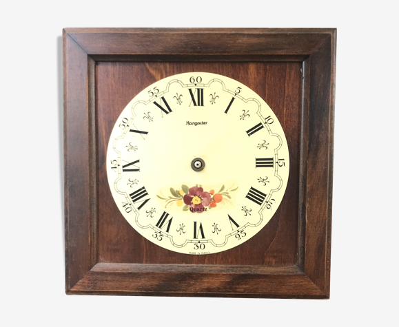 Hangarter round bakelite and vintage wood frame clock | Selency