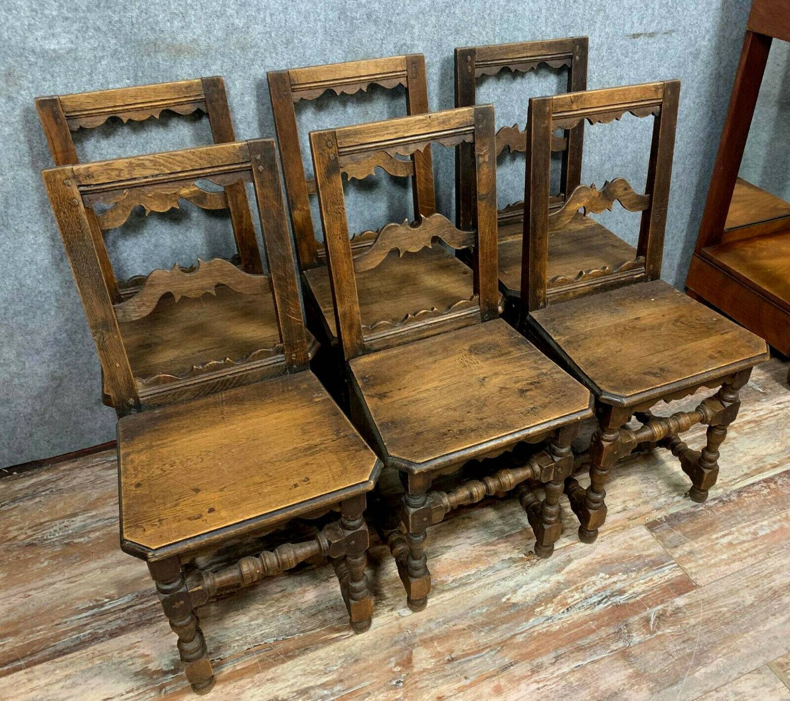 Set of 6 Lorraine chairs in solid oak circa 1850