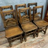 Set of 6 Lorraine chairs in solid oak circa 1850