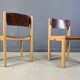 Mid-Century Brown and Birch Stacking Chairs set of 5