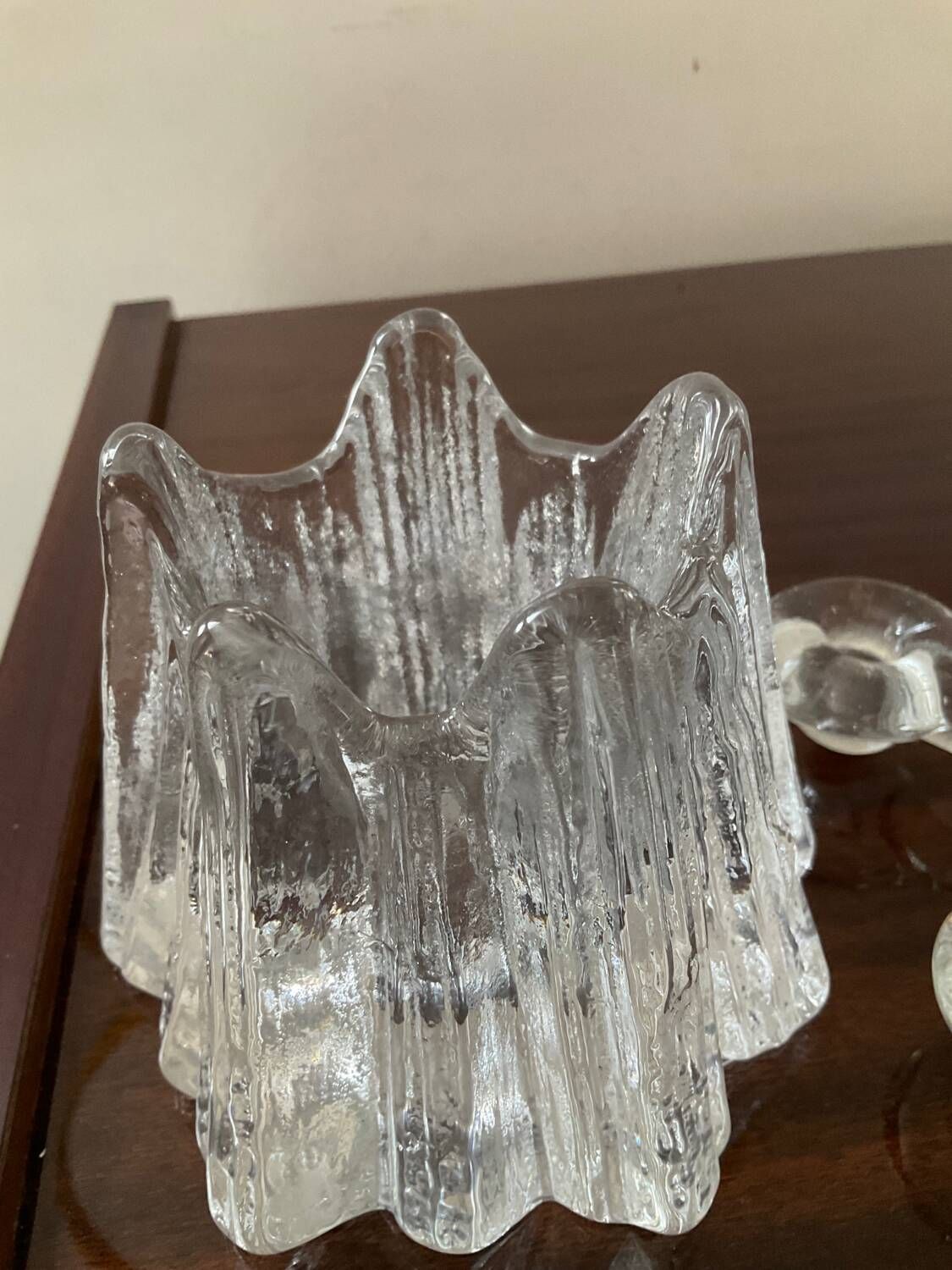 Series 6 vintage candlesticks pressed molded glass paste