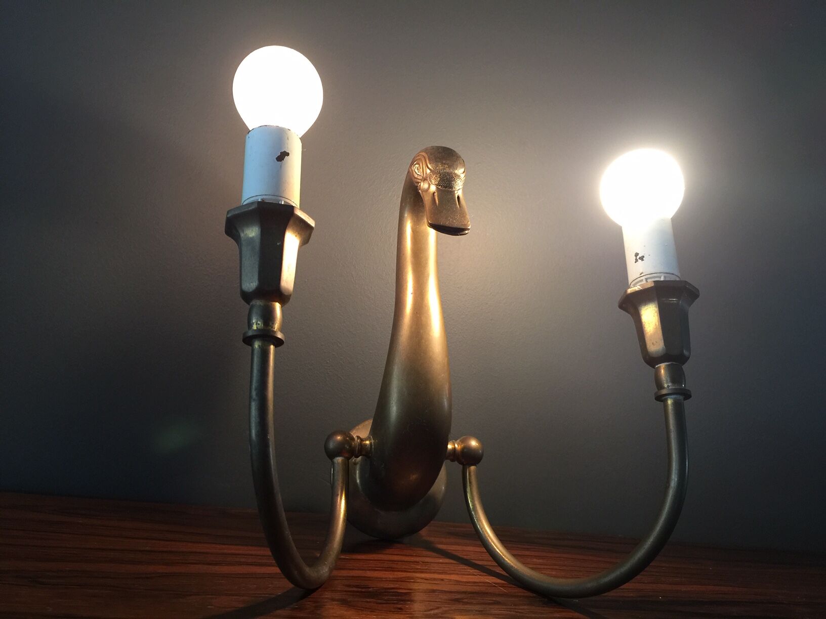 Pair d swans solid brass wall light