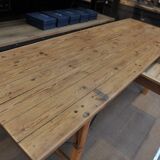 Table de travail vintage en sapin et en métal années 30