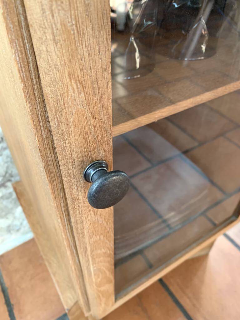 Wooden glass cabinet with drawer
