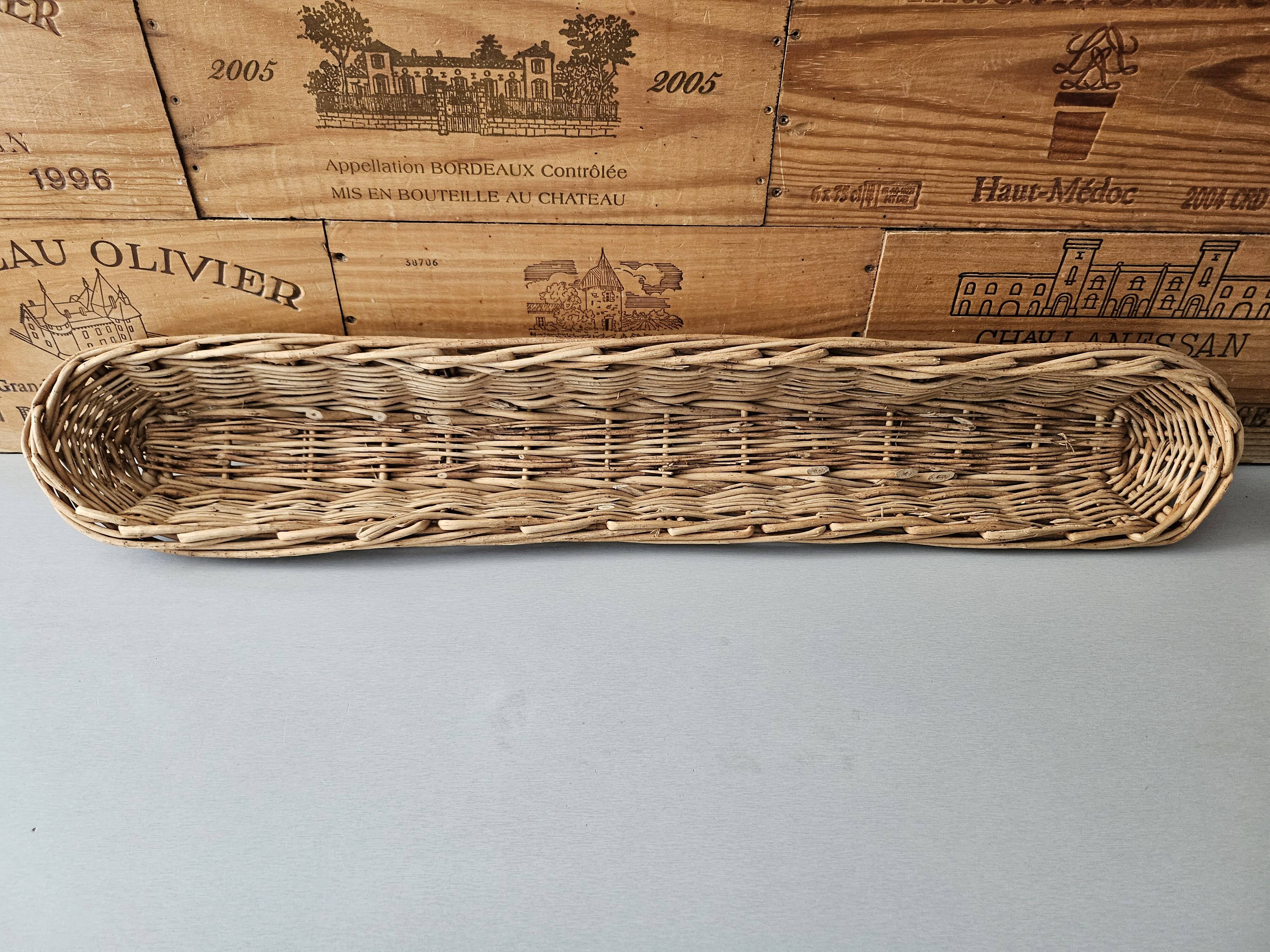 Panière boulanger vintage en osier tressé