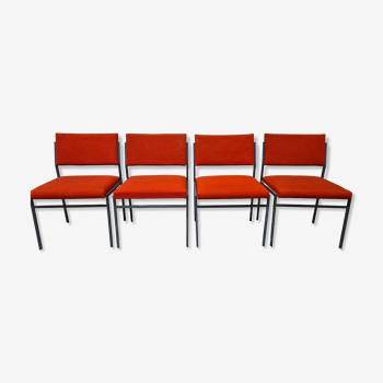 Set de 4 chaises rouges vintage 70'