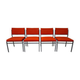 Set de 4 chaises rouges vintage 70'