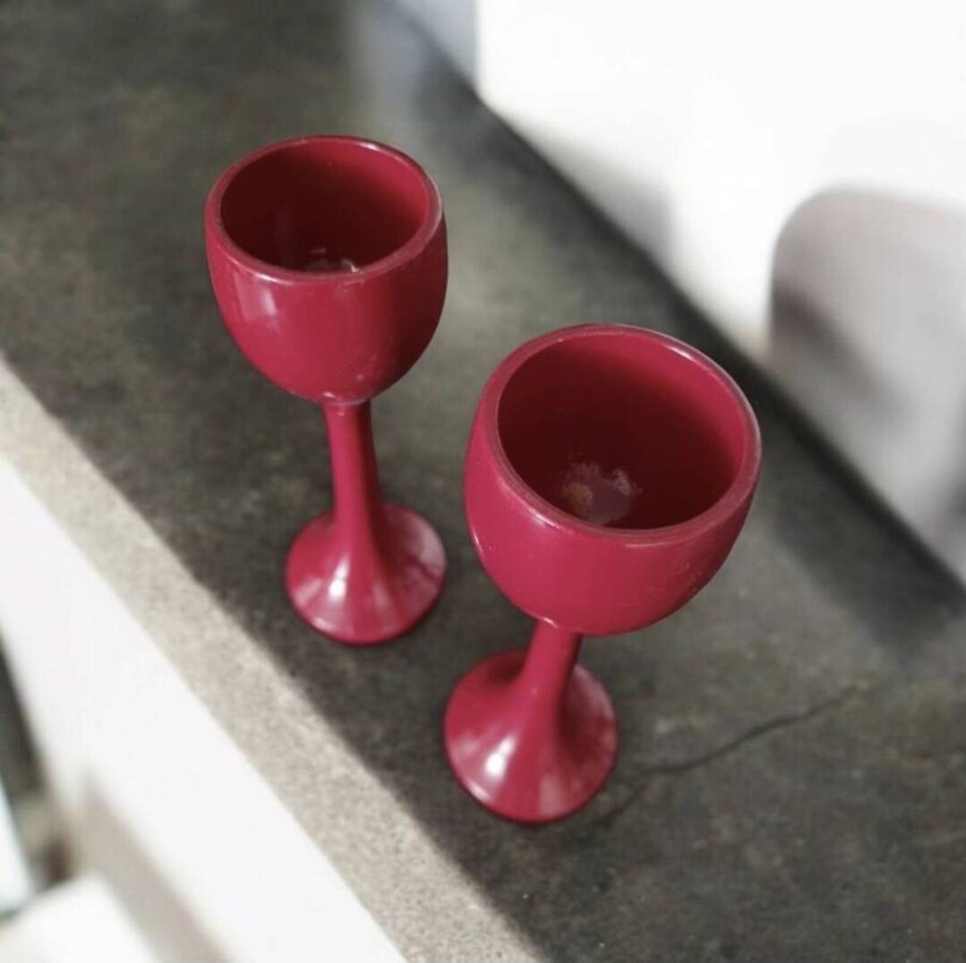 Set of 4 wooden egg cups